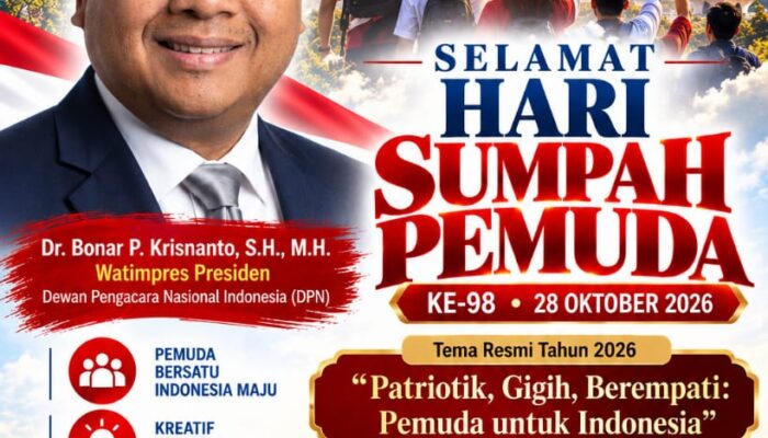 Dr. Bonar P. Krisnanto Sampaikan Ucapan Selamat Hari Sumpah Pemuda ke-98 Tahun 2026